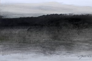 黄昏，2023 年（纸上油画和木炭）
