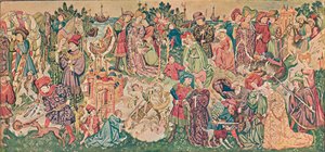 哈德威克挂毯之一的水彩画效果图，约1902年 作者 玛丽恩·里德