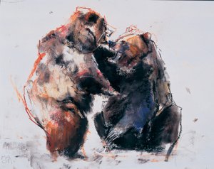 欧洲棕熊，2001年（木炭和纸上谈话） 作者 马克·阿德灵顿