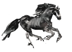 Gallop，2015，（纸上水墨和水彩）