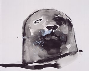 海豹，西湾（纸上的墨水和水粉） 作者 马克·阿德灵顿