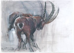 头部（纸上混合媒体） 作者 马克·阿德灵顿