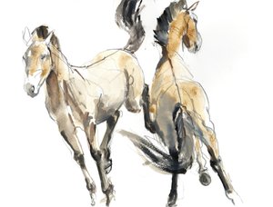 Horsing，2013（水彩和纸上颜料）