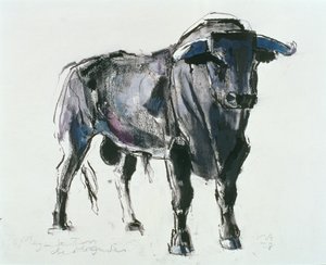Miajadas的斗牛场，1998年（纸上混合媒体）