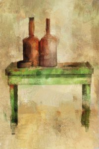 带瓶子的桌子（混合媒介） 作者 马克·戈登