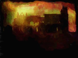 惠特比修道院 - 日落 作者 马克·戈登