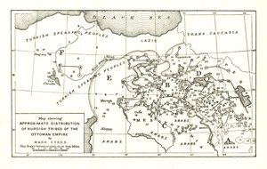 显示奥斯曼帝国库尔德部落大致分布的地图》，约1915年。 作者 马克赛克斯