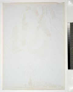 与前景中的建筑物和树木的山地景观 作者 马斯登·哈特利