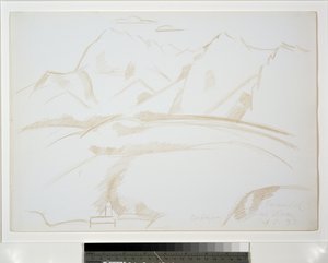 Mountain Landscape with Church Steeple in Foreground 作者 马斯登·哈特利