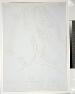 在前景中的两座建筑物的山地景观 作者 马斯登·哈特利