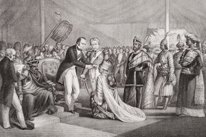 1858年，在“英国和苏格兰历史插图集”第二卷中制止Sepoy起义之后，在Cawnpore的大杜巴