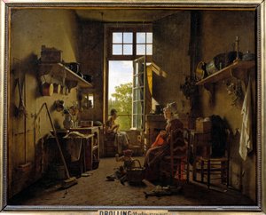 Martin Drolling (1752-1817) 1815 年的厨房内部绘画。 0,65x0,8 m