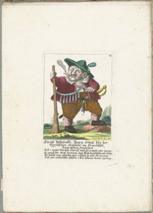 De dwerg Christl Vestnbalkh，约 1710 年
Christl Vestnbalkh, Bürg Schütz beij der Tijrolischen Steinfalle im Französisch Baijrischen Einbruch（物品上的标题）
Il Callotto resurcitato oder Neu eingerichtes Zwerchen Cabinet（系列名称） 作者 马丁·恩格尔布雷希特（归因于）