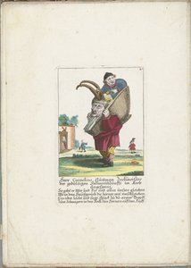 De dwerg Cornelius Guttman als hoorndrager，约 1710 年
科尼利厄斯-古特曼先生 Zechmeister der gedultigen Hahnreijhzunfft im korb eingespant（物品上的标题）
Il Callotto resurcitato oder Neu eingerichtes Zwerchen Cabinet（系列名称） 作者 马丁·恩格尔布雷希特（归因于）