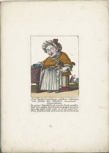 De dwerg Frau Agatha Zipperlingin met hondje，约 1710 年
阿加莎-齐伯林因夫人，无聊的卡斯陶宁-冯-法尔滕和泽克塔尔，著名的狗妈妈（物品上的标题）
Il Callotto resurcitato oder Neu eingerichtes Zwerchen Cabinet（系列名称） 作者 马丁·恩格尔布雷希特（归因于）