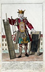 仪表。一个木匠。马丁-恩格尔布雷希特（1684-1756）的雕刻，载于18世纪德国的 "Manouvries habilles的新集会"。巴黎，装饰艺术 作者 马丁·恩格布雷希特