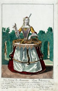 Metier：木匠的妻子。 由 Martin Engelbrecht (1684-1756) 雕刻，在““新的机动能力组装”中，18 世纪，德国。 巴黎，装饰艺术 作者 马丁·恩格布雷希特
