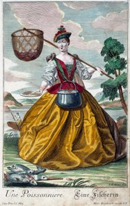 梅蒂尔。一条鱼。Martin Engelbrecht (1684-1756)的版画，载于18世纪德国的 "Manouvries habilles的新集会"。巴黎，装饰艺术 作者 马丁·恩格布雷希特
