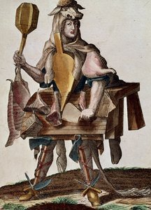 屠夫，雕刻自Assemblage des nouveau manouvries habilles Martin Engelbrecht（1684-1756），德国 作者 马丁·恩格布雷希特