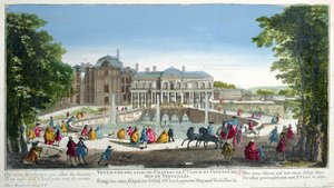 18世纪中叶凡尔赛宫附近的Chateau de Saint-Cloud（彩色雕刻） 作者 马丁·恩格布雷希特