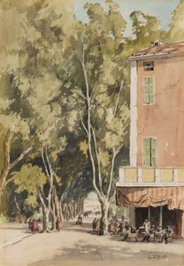 维松的梧桐林荫道"，沃克吕兹，1933 年 10 月（纸面水墨画） 作者 马丁·哈代