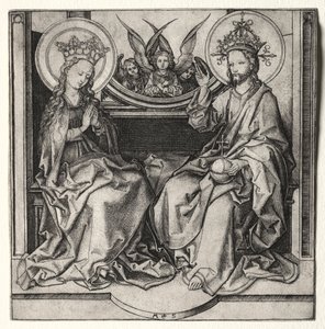 天使神参加的父神和有福的处女c。 1480-90。 作者 马丁·尚高