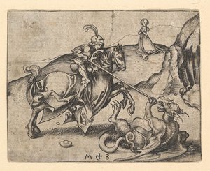 圣乔治杀龙，约1435-1491年。 作者 马丁·尚高