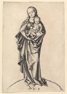 圣母子与苹果，ca。 1475。 作者 马丁·尚高