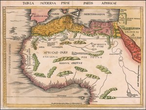 Martin Waldseemüller 绘制的 1513 年西非和北非地图