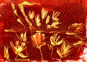 风景与鲜花和星空的棕色黄金 作者 玛蒂娜·柯尼兹基（Martina Konitzky）