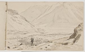 有徒步旅行者的山景 作者 马蒂努斯·罗比（MartinusRørbye）
