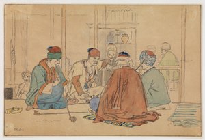 咖啡馆内的烟斗吸烟者 作者 马蒂努斯·罗比（MartinusRørbye）