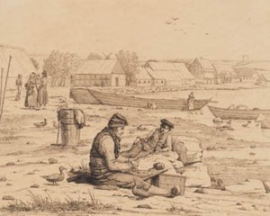 Thisted 的 Strandgaden。1830 作者 马蒂努斯·罗比（MartinusRørbye）