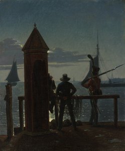 从城堡城墙的看法在哥本哈根在月光之前，1839年。
