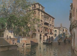 威尼斯的一条运河，约1875年。 作者 马丁·里科和奥尔特加