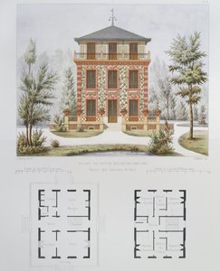 巴黎附近的一个小型乡村别墅项目，由Walter雕刻，来自建筑Pittoresque et Moderne的18号板块 作者 马蒂