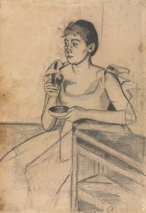 餐后咖啡正餐，餐后咖啡反面c。 1889年。 作者 玛丽·卡萨特