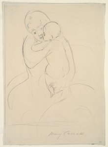 母爱抚，1921年 作者 玛丽·卡萨特