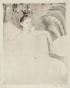 咪咪手持日本扇子，约1889年。 作者 玛丽·卡萨特