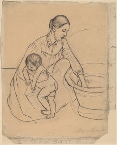 浴场[直页]，1890-1891。 作者 玛丽·卡萨特