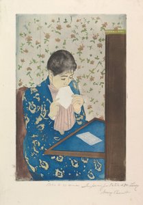 信，1890-91（干点和aquatint，从三个板块打印） 作者 玛丽·卡萨特
