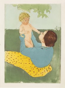 在马栗树下，1896-97（干点和颜色的aquatint） 作者 玛丽·卡萨特