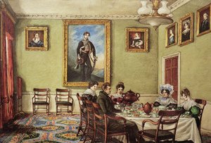 Langton Hall的餐厅，家庭早餐，1832-3