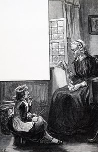 A grandmother examining the child