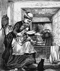 A nursemaid with a child in front of a fire 作者 玛丽·艾伦·爱德华兹