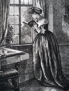 A young woman reading by an open window. 作者 玛丽·艾伦·爱德华兹