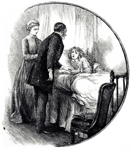 An engraving depicting a doctor visiting his young patient at home. Illustrated by Mary Ellen Edwards (1838-1934) an English artist and prolific illustrator of children