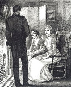 Engraving depicting two women keeping warm beside the fireplace 作者 玛丽·艾伦·爱德华兹