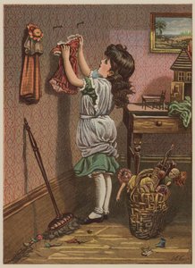 挂玩偶衣服的女孩（chromolitho） 作者 玛丽·艾伦·爱德华兹