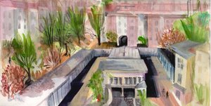 柏林庭院，2004 年（钢笔和水彩） 作者 玛丽·库珀